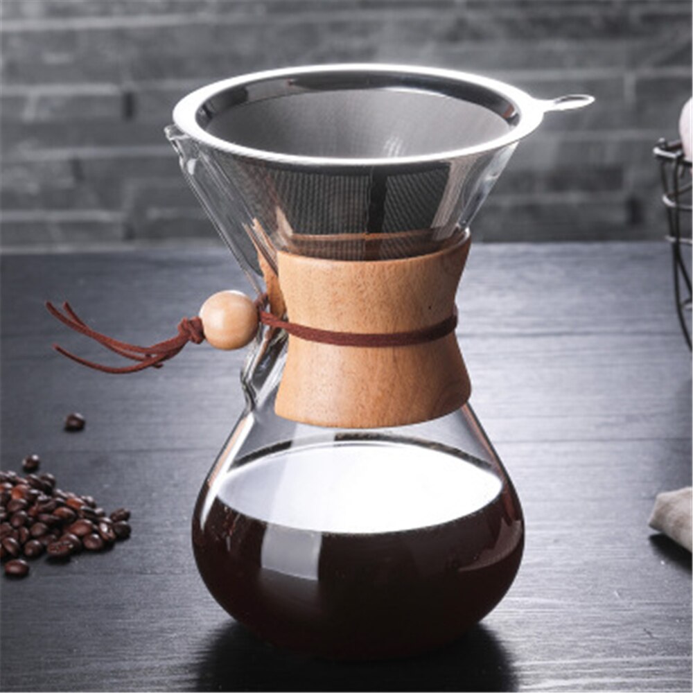 Cafetière en verre 400/600/800ML goutteur Moka cafetière percolateur Barista outils expresso bouilloire manuelle théière avec filtre: 800ML Have Filter