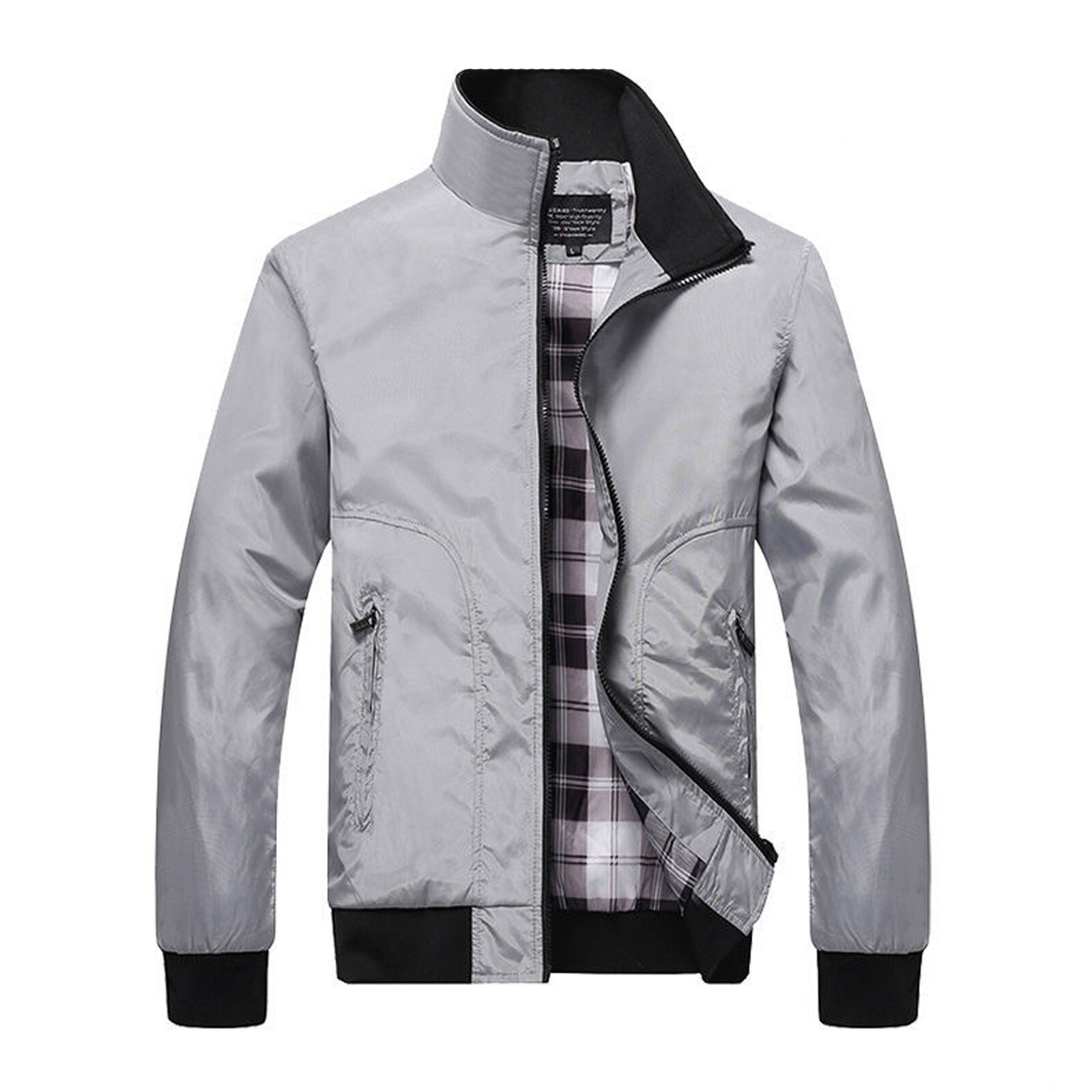 Spring Jackets Mens Pilot Bomber Jacket Male Baseball Hip Hop Coats Slim Fit Coat Brand Clothing: GY / M