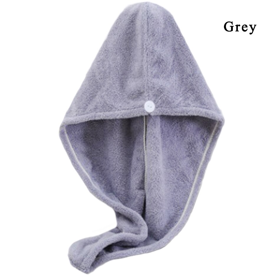 Microfiber Wisp Dry Head Hair Towel for Women Adult Bathroom Absorbent Quick-Drying Bath Thicker Shower Long Curly Hair Cap: Grey