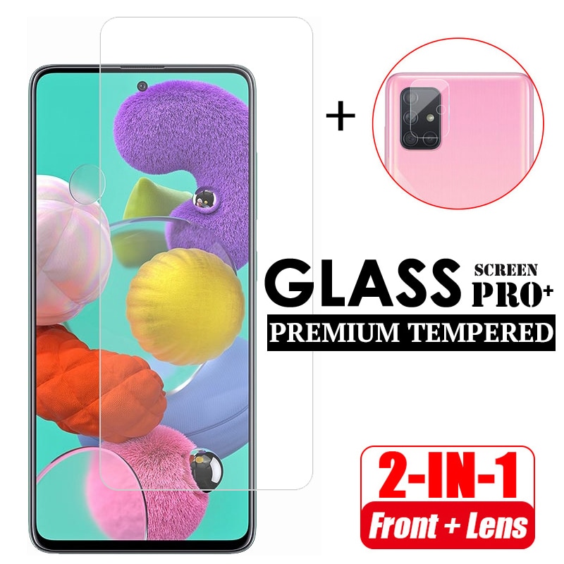 2in1 Gehard Glas Voor Samsung Galaxy A51 A71 Camera Beschermende Glas Op Samsun A71 A515F Een 71 51 A51 A71 Screen protector Film