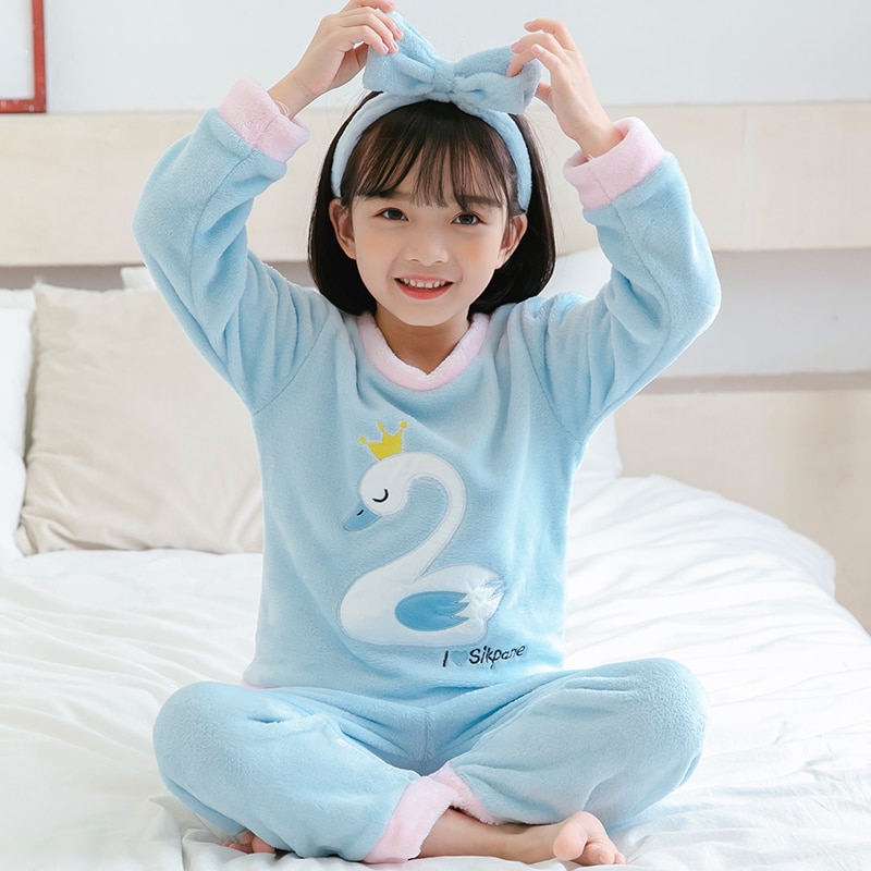 Joulupyjamat syksy talvi tytöt lämpimät flanellipyjamat yövaatteet pehmeät pyjamat lasten tyttöjen pitkähihaiset topit housut