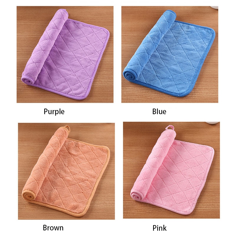 2/4/8 Pcs Double Thick Cleaning Cloth Super Absorbent Microfiber DishCloth Wipe Floor Household Large Size Rags Kitchen Gadgets