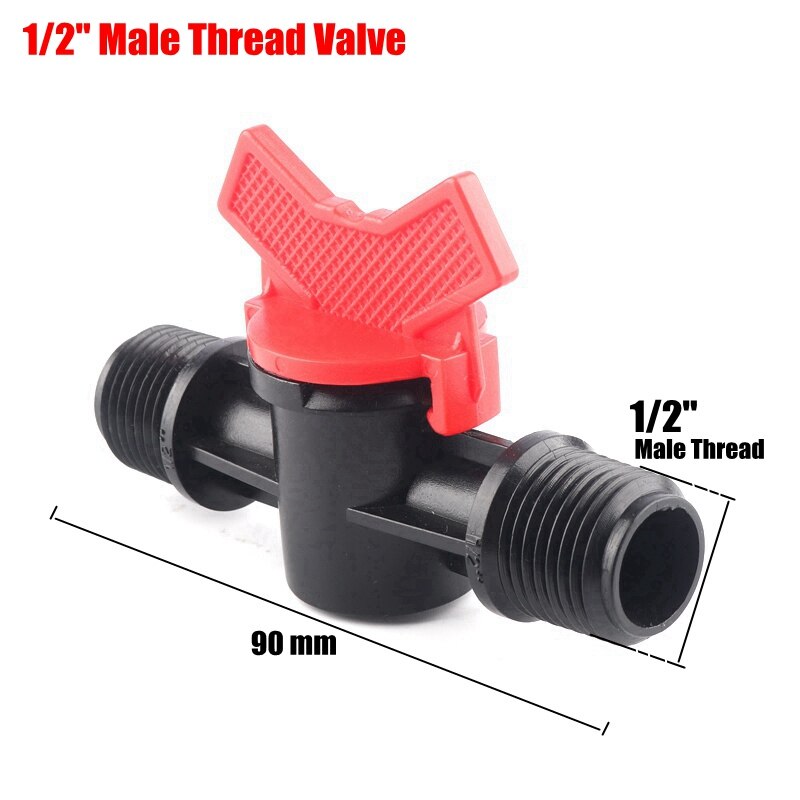 Mini válvula de esfera para irrigação, 2 peças, 1/4 "1/2", rosqueada, alta qualidade, conectores de água do jardim, válvula de gotejamento, interruptor de mangueira, controladores de água