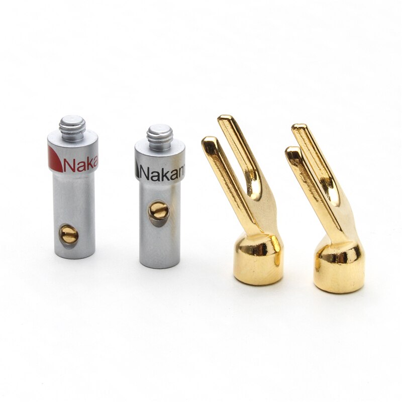 6Stck Nakamichi Y/U-typ Banane Stecker einstellen Gold-Überzogene Draht Anschlüsse Gabel Spaten Lautsprecher Stecker Adapter Audio- Anschlüsse einstellen