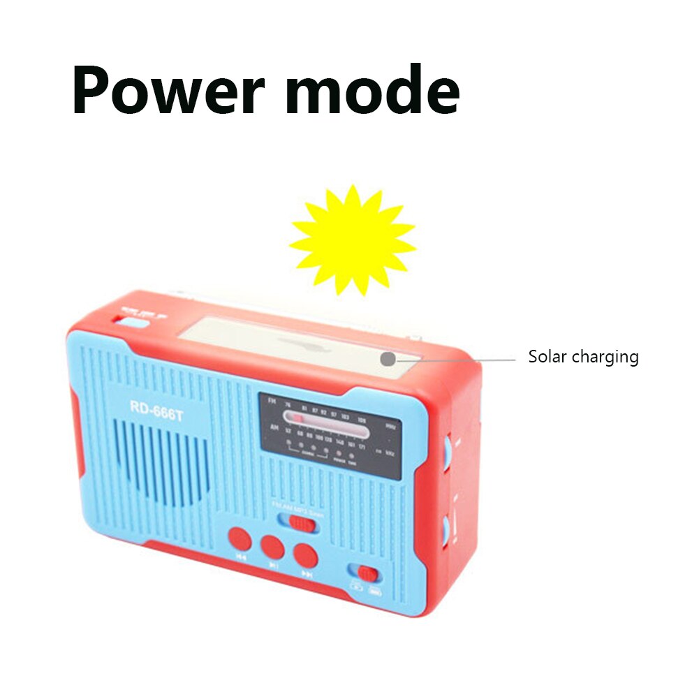 Hand Crank Emergency Solar Powered Radio 2000mAh Phone Charger Camping Flashlight AM/FM/NOAA Weather Dynamo Generator
