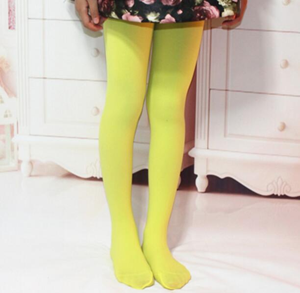 Jambières en velours blanc pour filles | Collants à haute élasticité pour enfants, collants de danse pour écolières, collection printemps/été: Jaune / S 3 to 5year