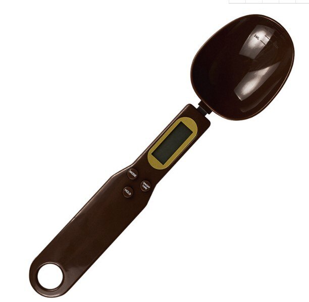 ¡Producto en oferta! Cuchara medidora de 500g, utensilios de cocina, cuchara medidora electrónica, balanza de cocina de alta precisión, cuchara suministros de cocina: BROWN