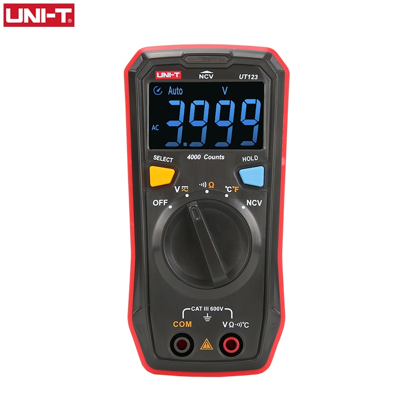 UNI-T UT123 Digitale Multimeter Zakformaat Residentiële Multimeter Ac Dc Spanning Weerstand Temperatuur Ncv Tester Ebtn Display