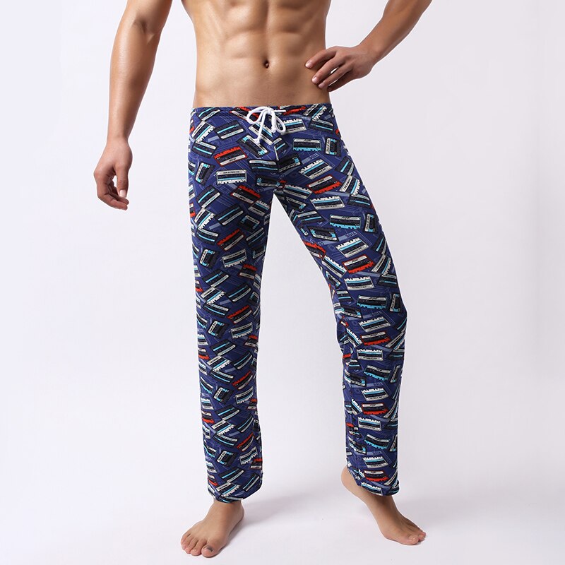 AIIOU Mens Thermal Underwear Men's Printed Polyester Loose trousers Jogging Pants Sweatpants Mens Long Johns Retro panties