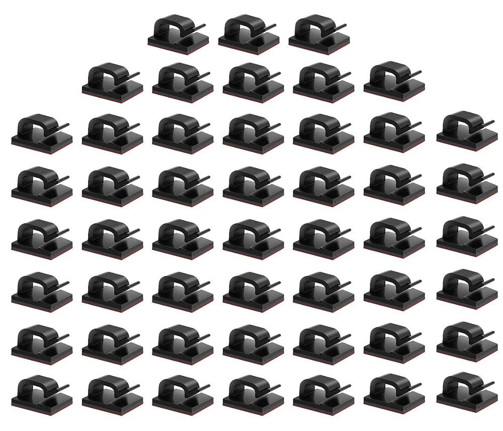 50 stk kabelclips med stærke klæbende tape wire clips wireholder organizer ledningshåndtering til bil kontor og hjem sort