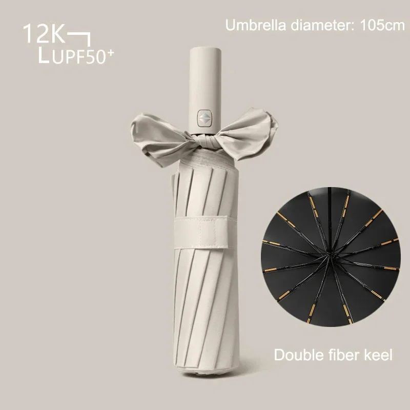 72 Bone Fully Automatic Umbrellas Reinforced UV Protection Umbrella Double Person Sunscreen Umbrellas Men'S Durable Rain Gear: Clear