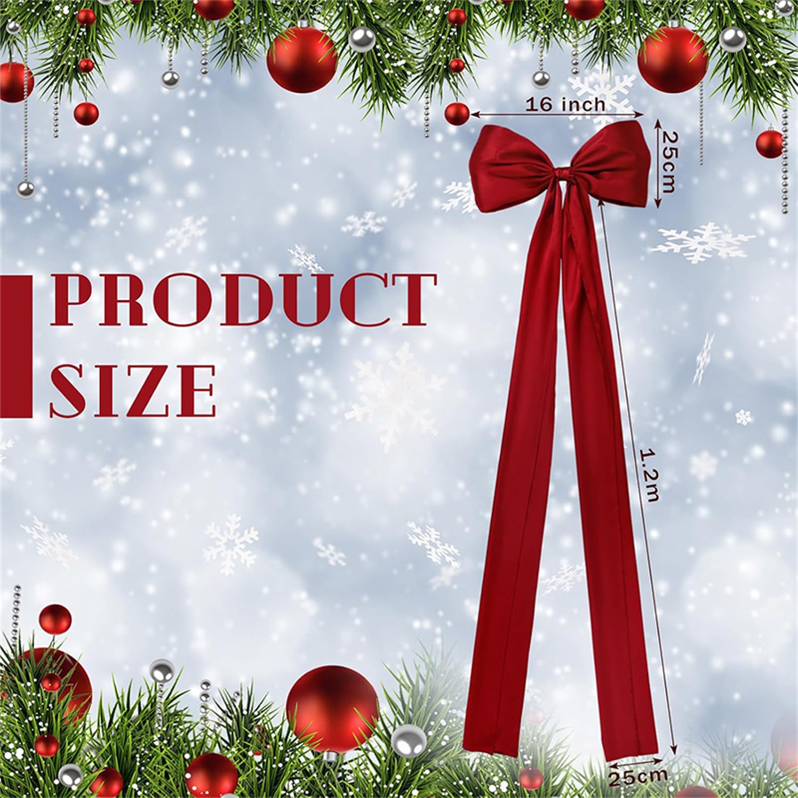 Weihnachtsbaumspitze, Schleife, rot Weihnachtsschleifen, lange Luftschlangen, Band, extra große Satinschleife, Haustür-Anhänger, Dekor, Party-Requisit