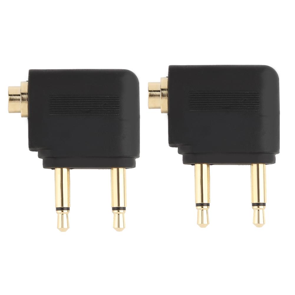 Plug Adapter Jack Audio Hoofdtelefoon Converter Adapter Headset Connector 3.5 Mm Voor Luchtvaartmaatschappij Vliegtuig Reizen Oortelefoon: 2pcs