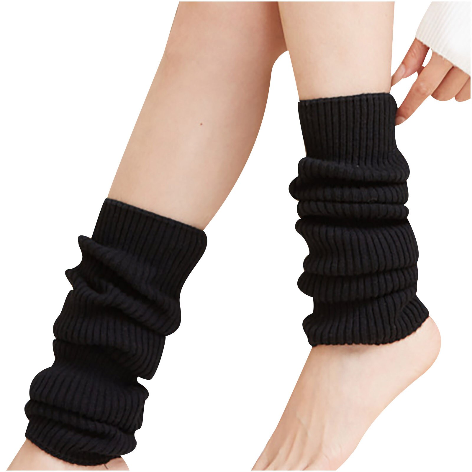 Verlängern Japanischen Lolita Süße Mädchen Beinlinge Gestrickte Fuß Abdeckung Frauen Herbst Winter Bein Wärmer Socken Haufen Haufen Socken: Schwarz