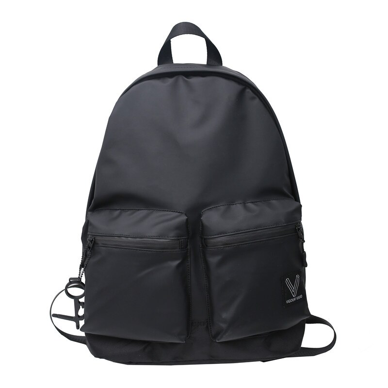 Hip Hop Streetwear Men's Solid Backpack Cool Youth Reflection Backpacks Waterproof Nylon Backpack Lightweight Bookbag for Men: Black