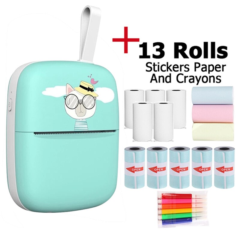 Mini Draagbare Thermische Printer 203Dpi Foto Pocket Printing Draadloze Bluetooth Label Printer Papier Voor Android Ios Kids: Rood