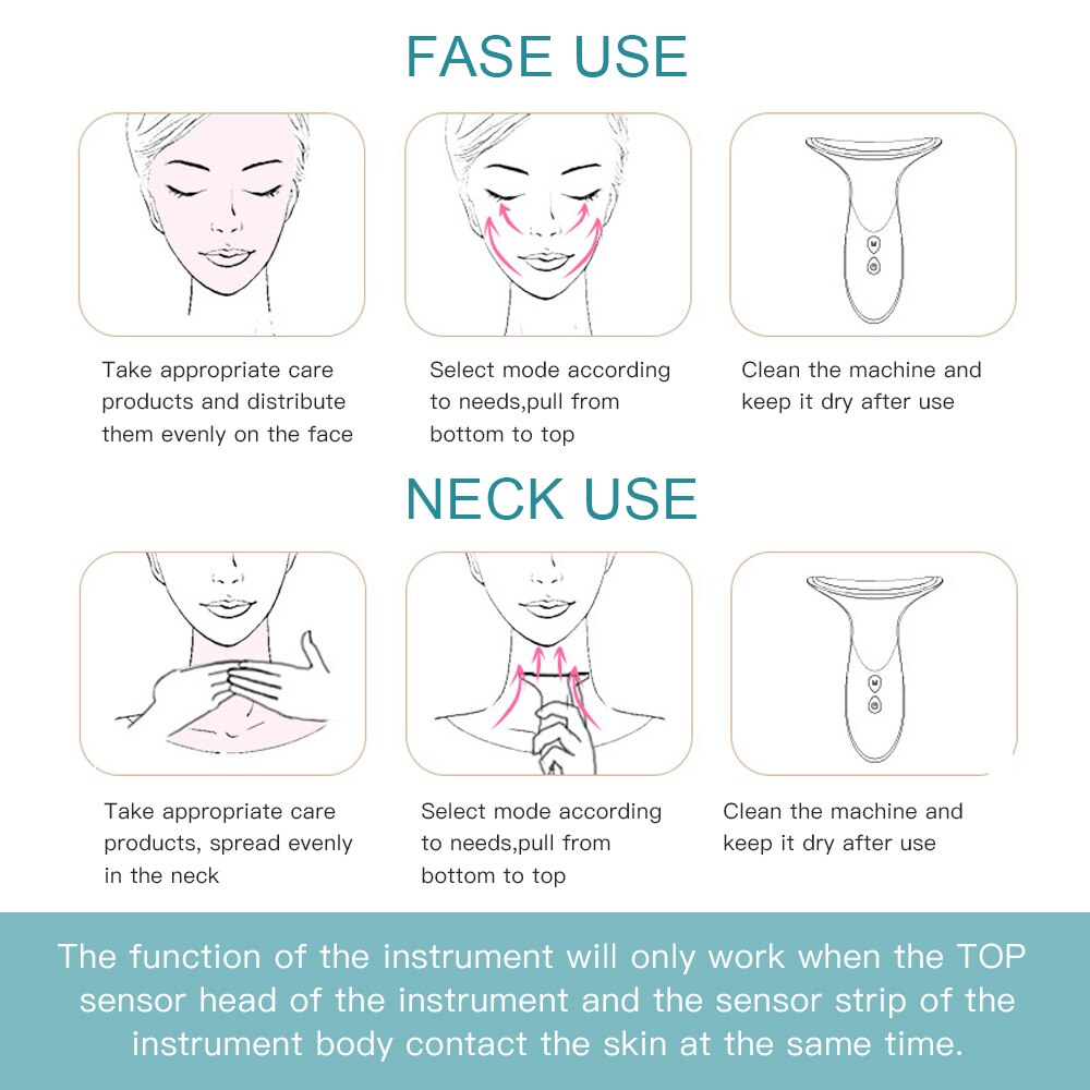 Neck Anti Wrinkle Face Lifting Beauty Device Double Chin Remove Massager LED Photon Therapy EMS Tighten Neck Lifting Care Tool