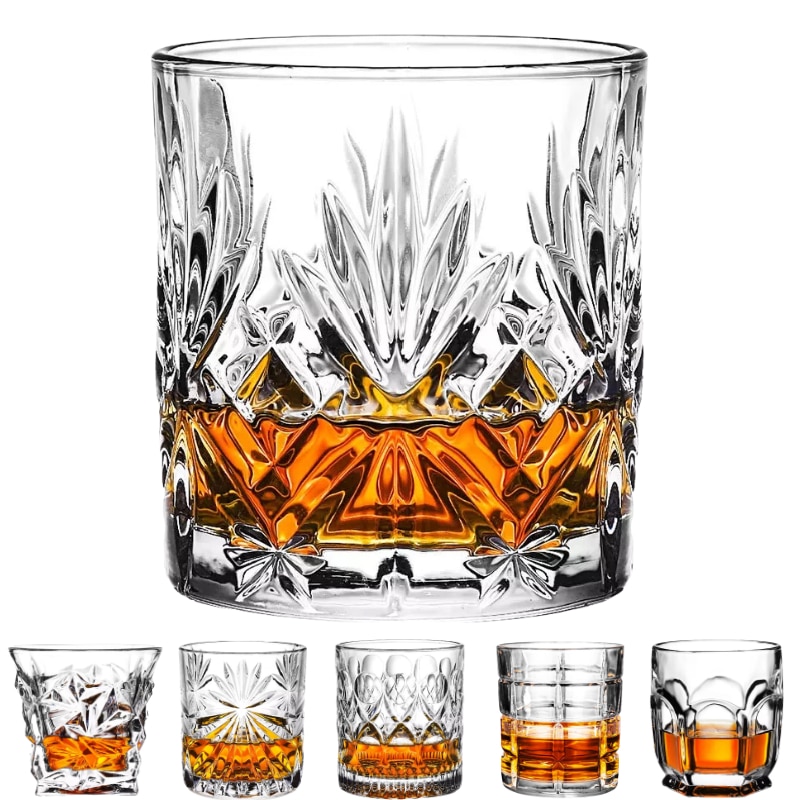 Whiskey Glasses,Old Fashioned Whiskey Glasses, Scotch Whisky, Bourbon, Cocktails, RUM, Durable Bar Spirit Glass