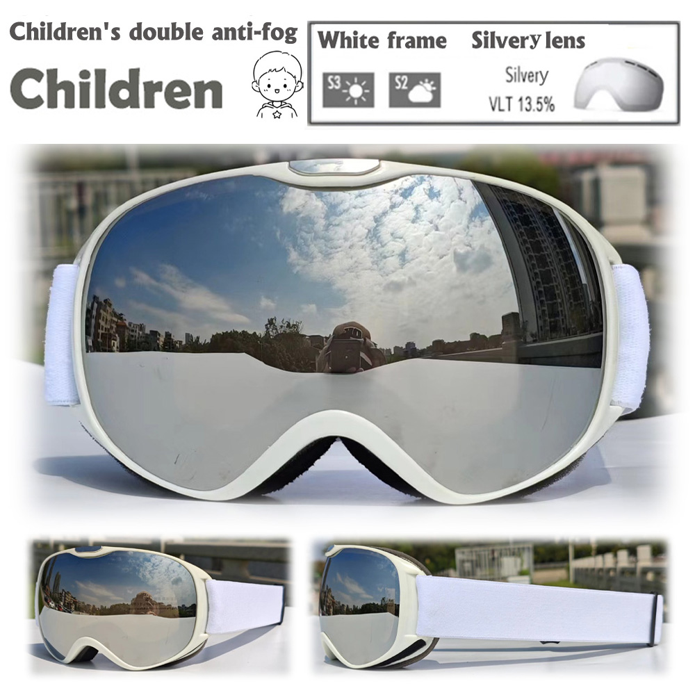 Ski Glasses Kids 4-14 Years Old Double Layer Anti Fog Windbreak Safety Glasses UV400 All Day Skiing Glasses Winter Anti-Glare: Blue