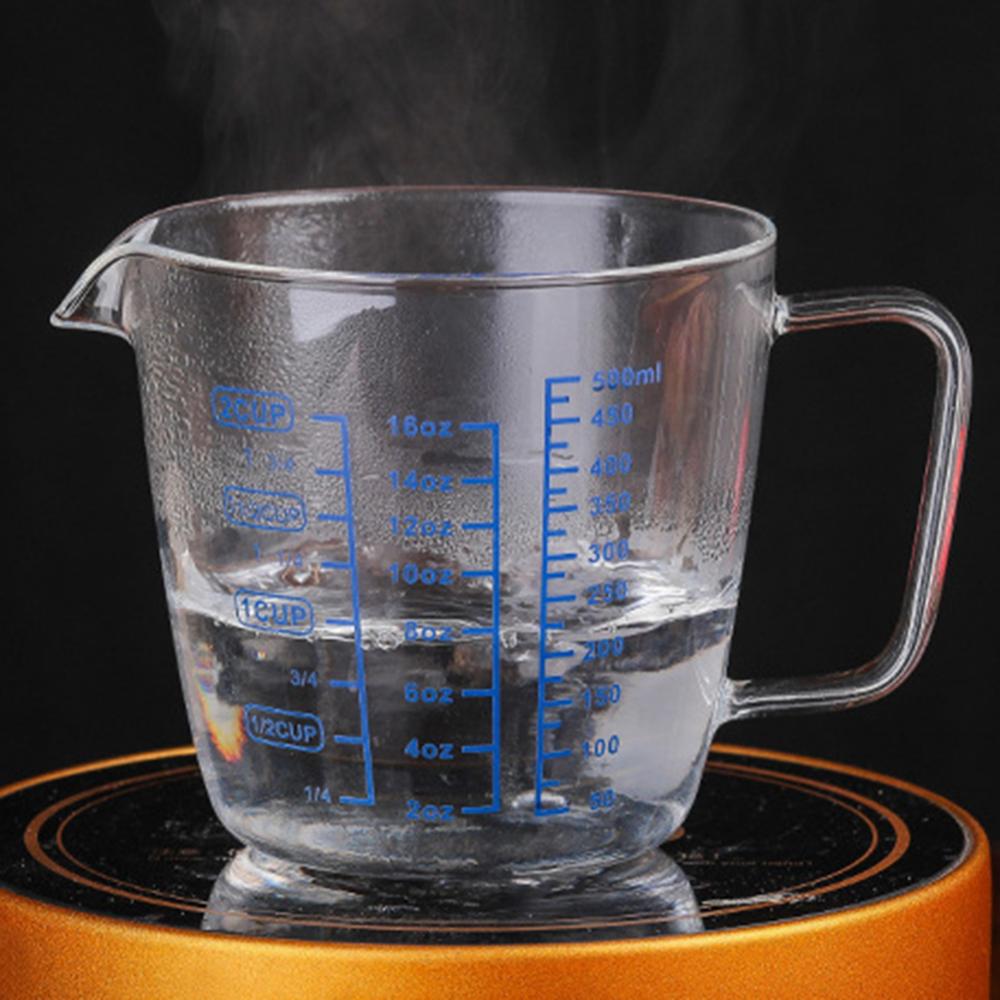 250ml/500ml Measuring Cup Transparent Heat Resisting High Borosilicate Glass Milk Water Scale Microwave Tool with Handle