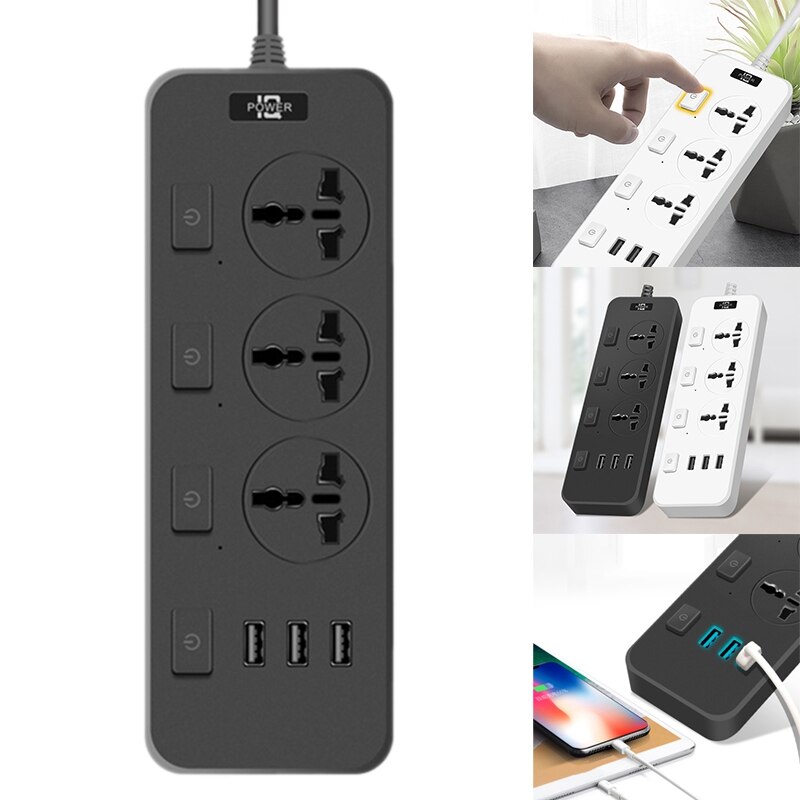 Power Strip with USB with 3 Outlets 3 USB Charger, Multifunction Desktop Charging Station for Home Office Dorm