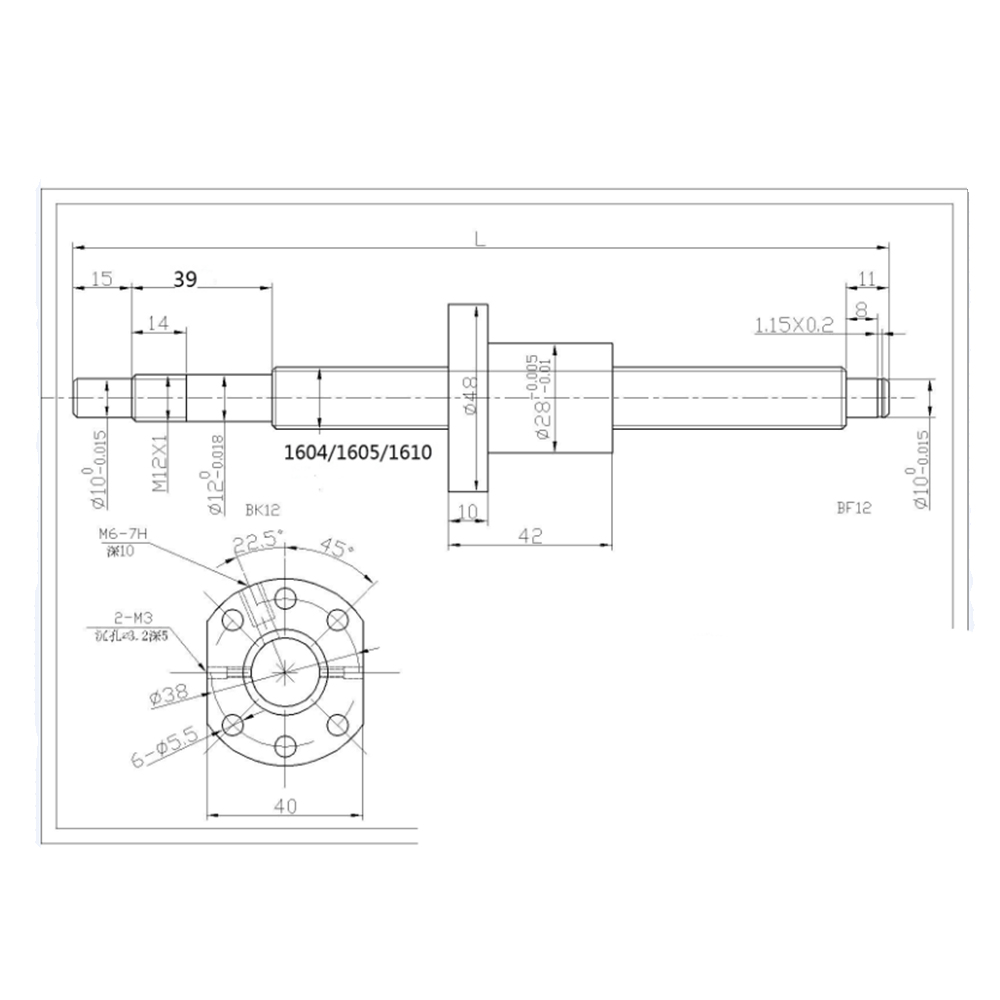 Sfu 1605 kulskruv 200 250 300 350 400 450 500 550 600 650 700mm kulskruv  c7 1605 fläns enkel kulmutter  rm1605 ändbearbetad cnc