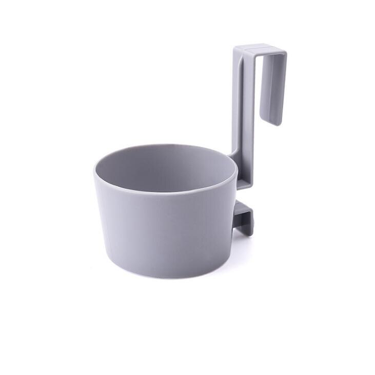 Badkamer föhn standaard organizer plank opbergruimte föhn rek houder deurhaak ring plastic badkamer opbergruimte: Grijs