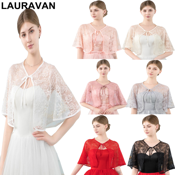 Black red Blush Lace Wedding Jacket Wrap Short Bridal Wraps Shawl Summer Women Evening Bolero Bride Capes Mariage