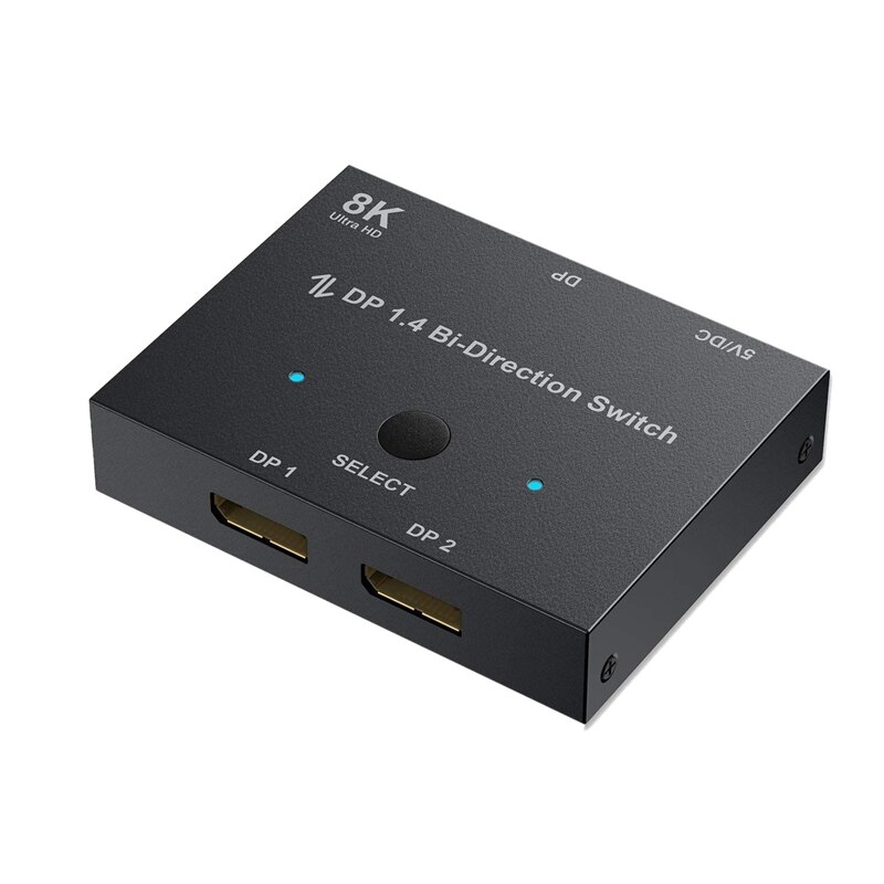 Displayport Switch, 8K Bidirectional DisplayPort 1.4 Switch Converter DP 1 X 2 Splitter for PC Projectors Monitors: Default Title