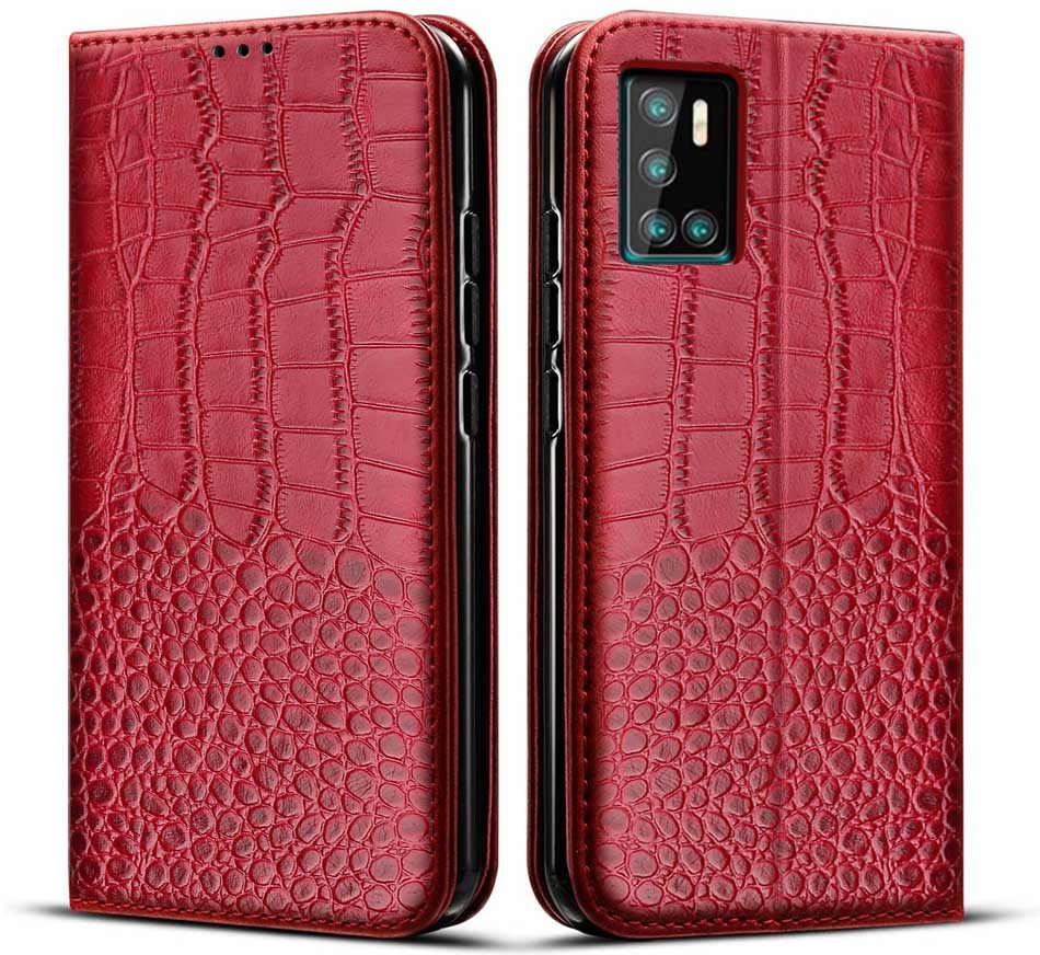 De cuero Retro funda de libro con tapa para Cubot P40 Coque soporte de tarjeta billetera funda, soporte para cubot p40 caso p 40, 6,2 pulgadas, funda para teléfono: Red
