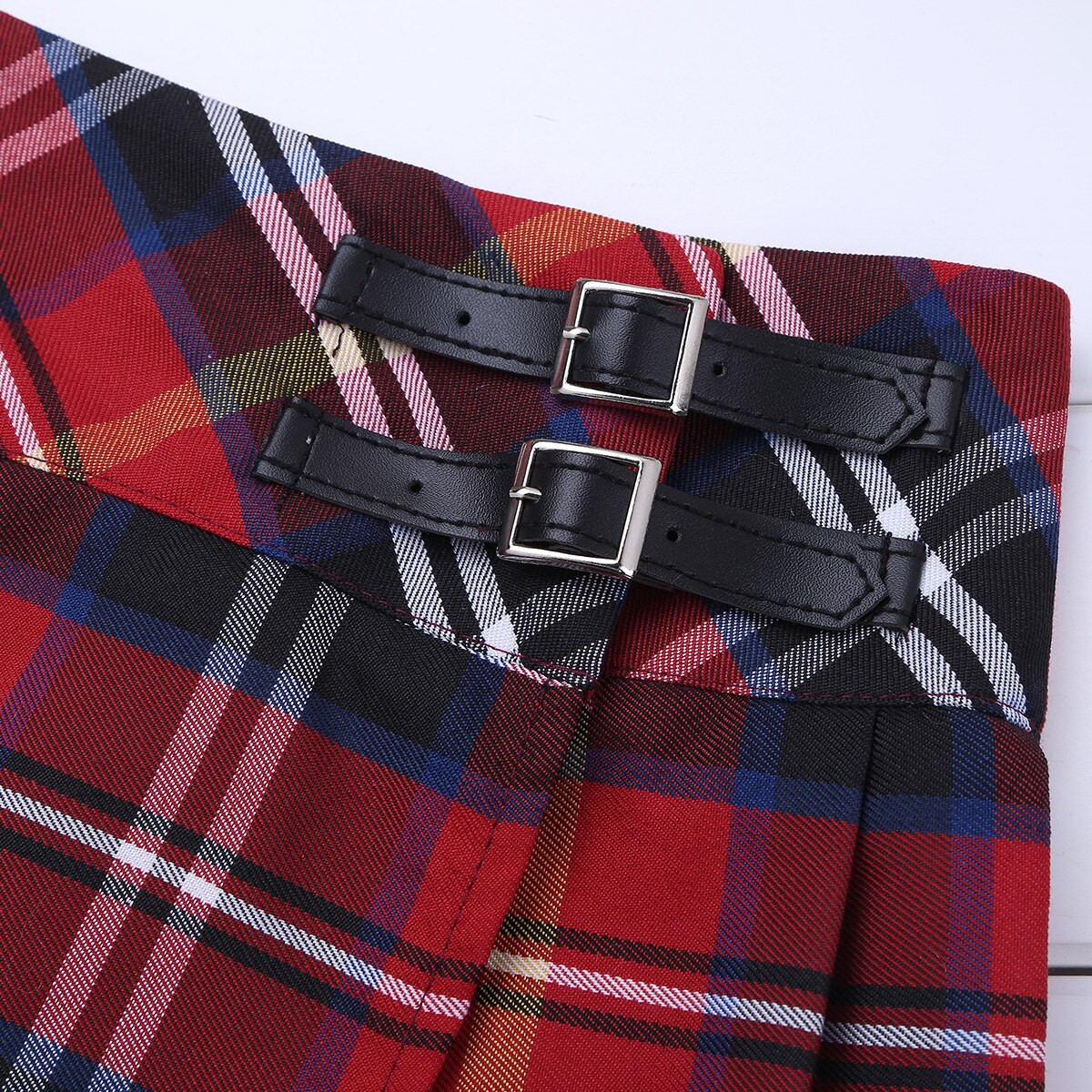 Girls Red A-line Skirts Cotton Side Split Plaid Pleated Skirt Tartan Kilt Girl School Uniforms Age 4-14Yrs Teenage Kids Clothes