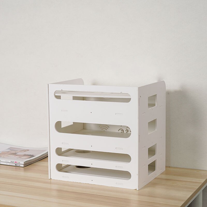 Desk White Wifi Router Storage Boxes Cable Power Plug Wire Office Mounted Shelf Storage Rack DVD Player organizer