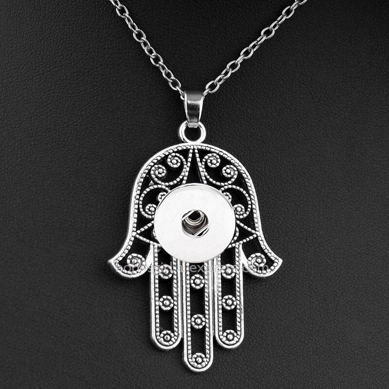 Colliers et pendentifs à boutons pression, 12mm 18mm, pour maman et fille, Fatima Hamsa, ML302: 18mm