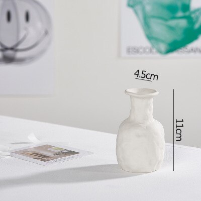 Hvid porcelæn blomstervase stue dekoration figurer håndværk håndværk tørre blomster planter holder uregelmæssig vase: O