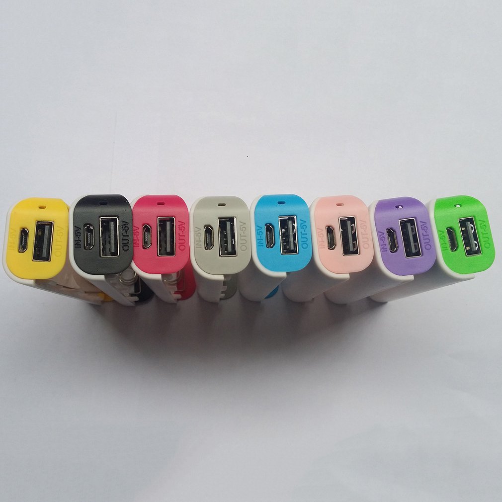 Blå powerbank skalfri svetsning usb-portar powerbank pcb-laddarfodral gör-det-själv-kit driven  by 2600 mah 18650 batteri