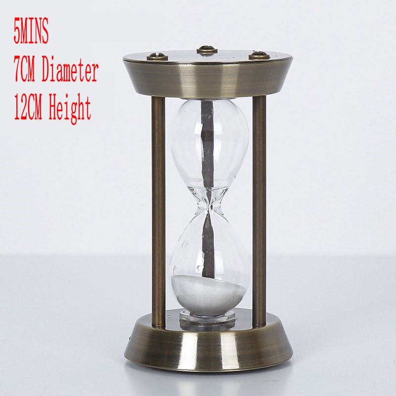 HQ Antique Brass 5/15/30/60MINS Cylindrical Sand Glass Sand Timer Clock Hourglass Art And Crafts Study Bedroom Office Desk Decor