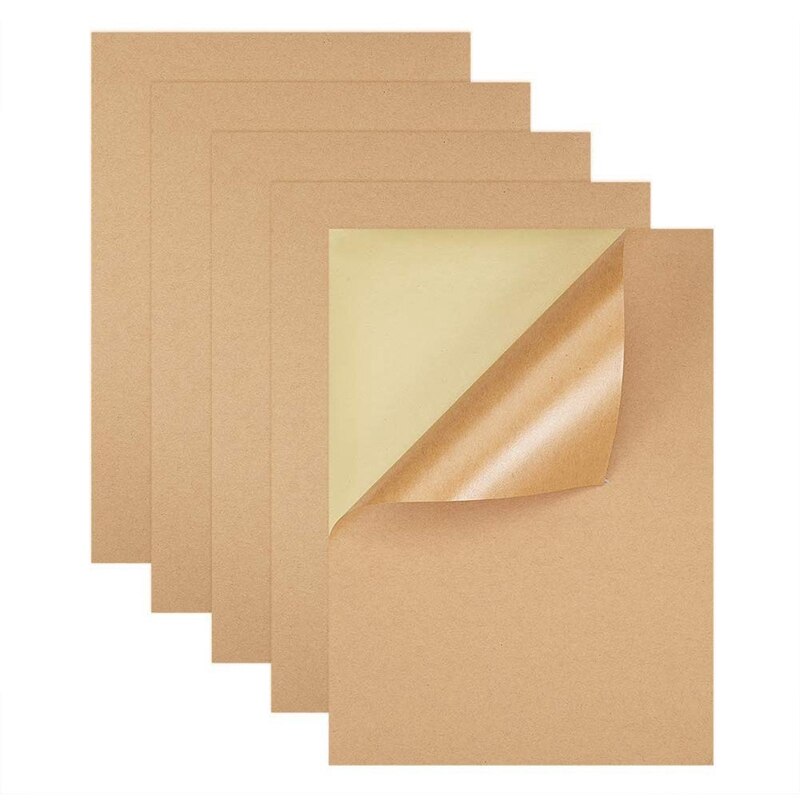 200 Sheets / Batch A4 Size Blank Kraft Paper Sticker / Self-Adhesive A4 Kraft Paper Label Paper for Inkjet Printer Packaging: Default Title