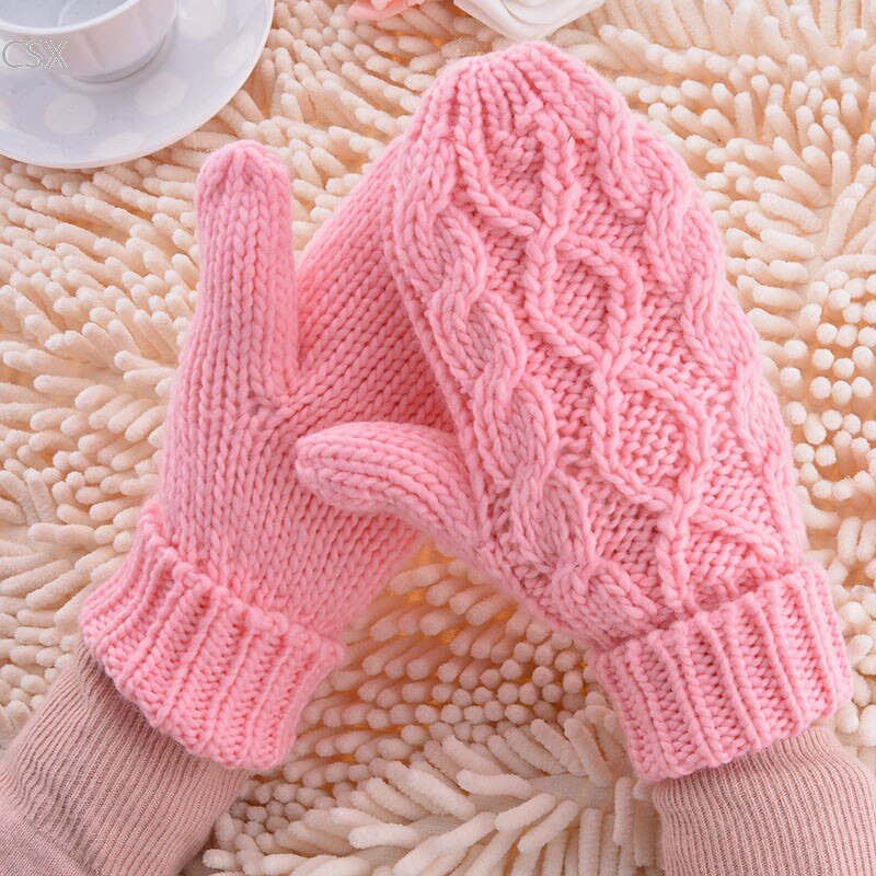 Mwoiiowm varme vinterhandsker kvinder vanter 8 farver damer dejlige strikkede handsker piger 24: Lyserød