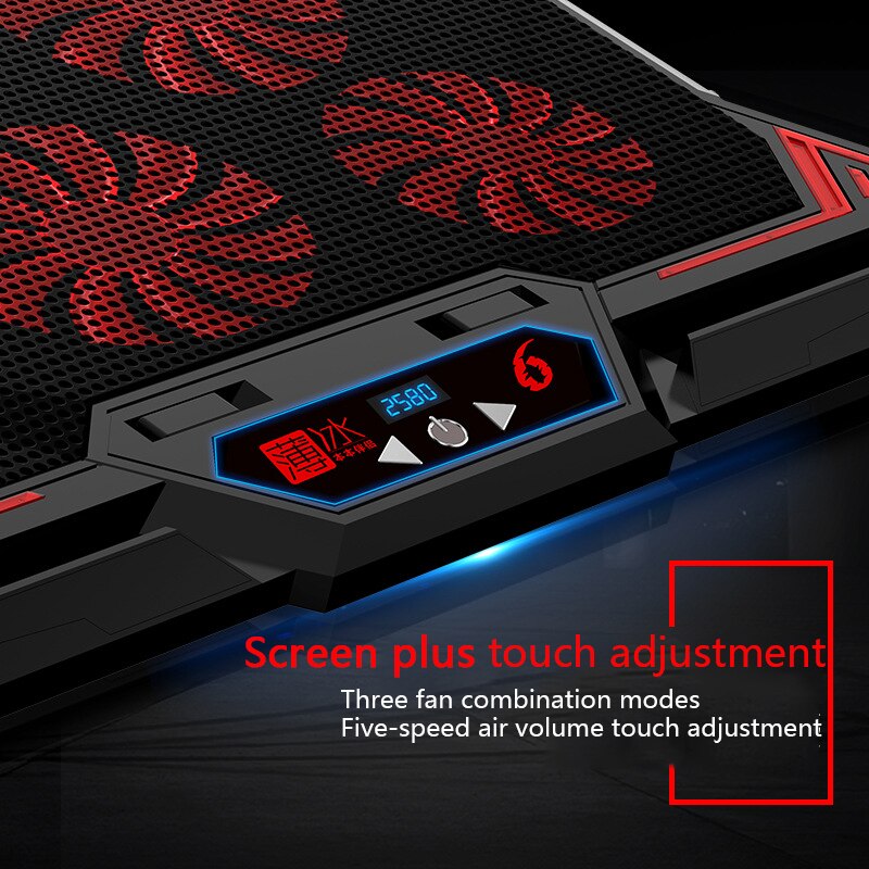 ! Gaming Laptop Cooler Six Fan Led Screen Two USB Port Mute Laptop Cooling Pad Notebook Stand For 12-17inch for Laptop