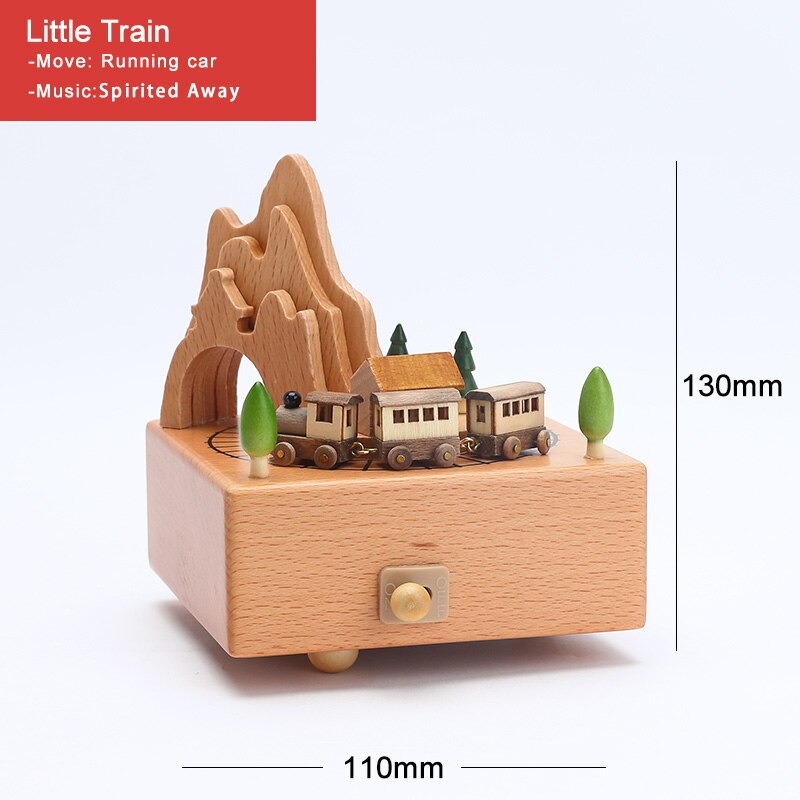 Wood Music Box Caja Musical Wooden Boxes Girls Clockwork Craft Free Engraved Birthday Home Decoration Accessories YYH-MZ: Little Train
