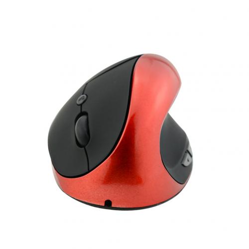 Ergonomische oplaadbare 2.4g draadloze/bedrade 6- toetsen optische verticale muis muizen computermuis: Rode draadloze muis