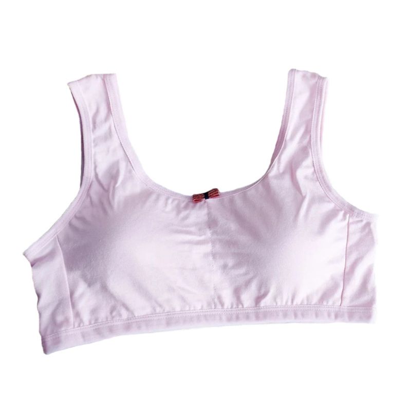 Junior Girl Racerback Cotton Sport Training Bra Letter Print Solid Color Wide Strap Underwear Bralette Seamless Layered Crop Top