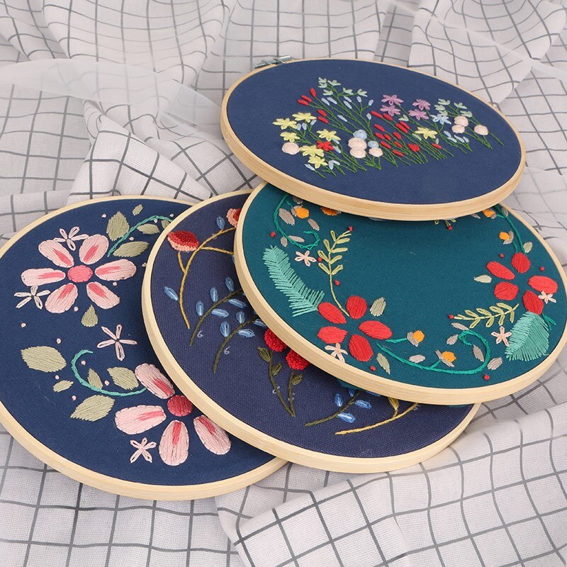 Handgjorda broderi diy-kit för nybörjare blomma med ram hantverk handarbete korsstygn gunga måla väggkonst dekor