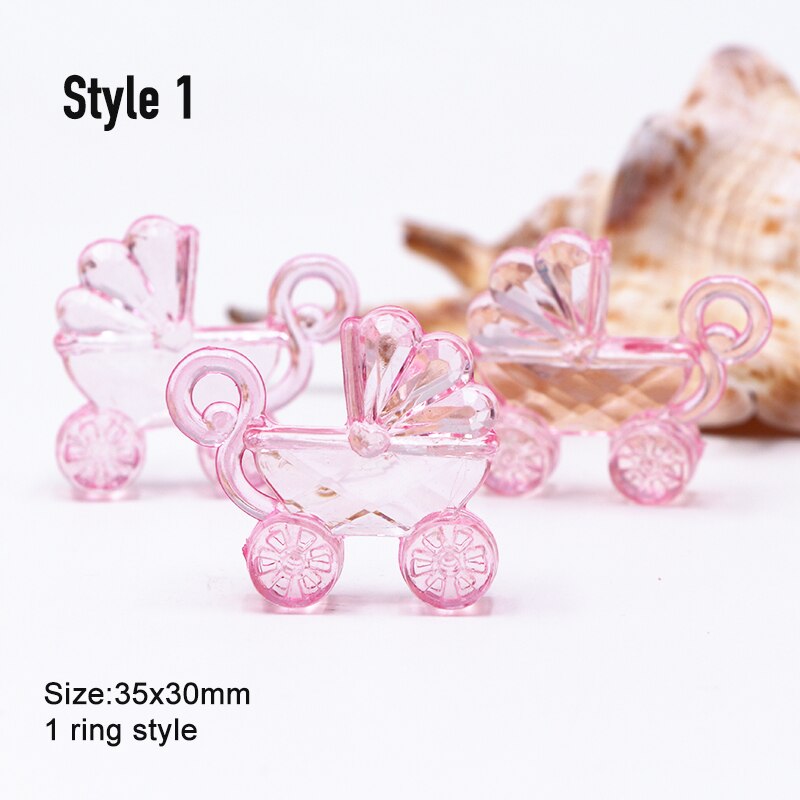 Mini calèche rose et bleu 30 pièces | Décor pour petite fête prénatale baptême, décoration pour boîte , gâteau annonce de naissance: Style 1 pink-30pcs