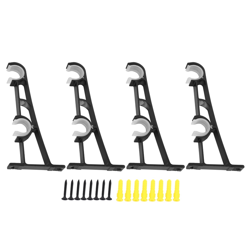 3X Double Curtain Rod Holders Set, Curtain Rod Brackets, Tap Right Into Window Frame Curtain Rod Hang Curtain Brackets