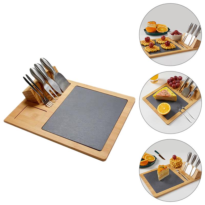 Bamboo Cheese Board Set With Stainless Steel Cutters Home Chopping Board Cheese Board Cheese Board With Cutter