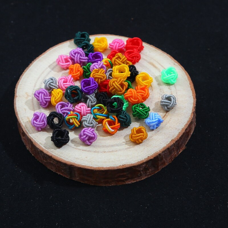 10 Stuks 6Mm Kleurrijke Spacer Knoop Diy Ketting Armband Touw Spacer Gevlochten Spoel Touw Chain Einde Gesp Sieraden Benodigdheden vinden: mix color