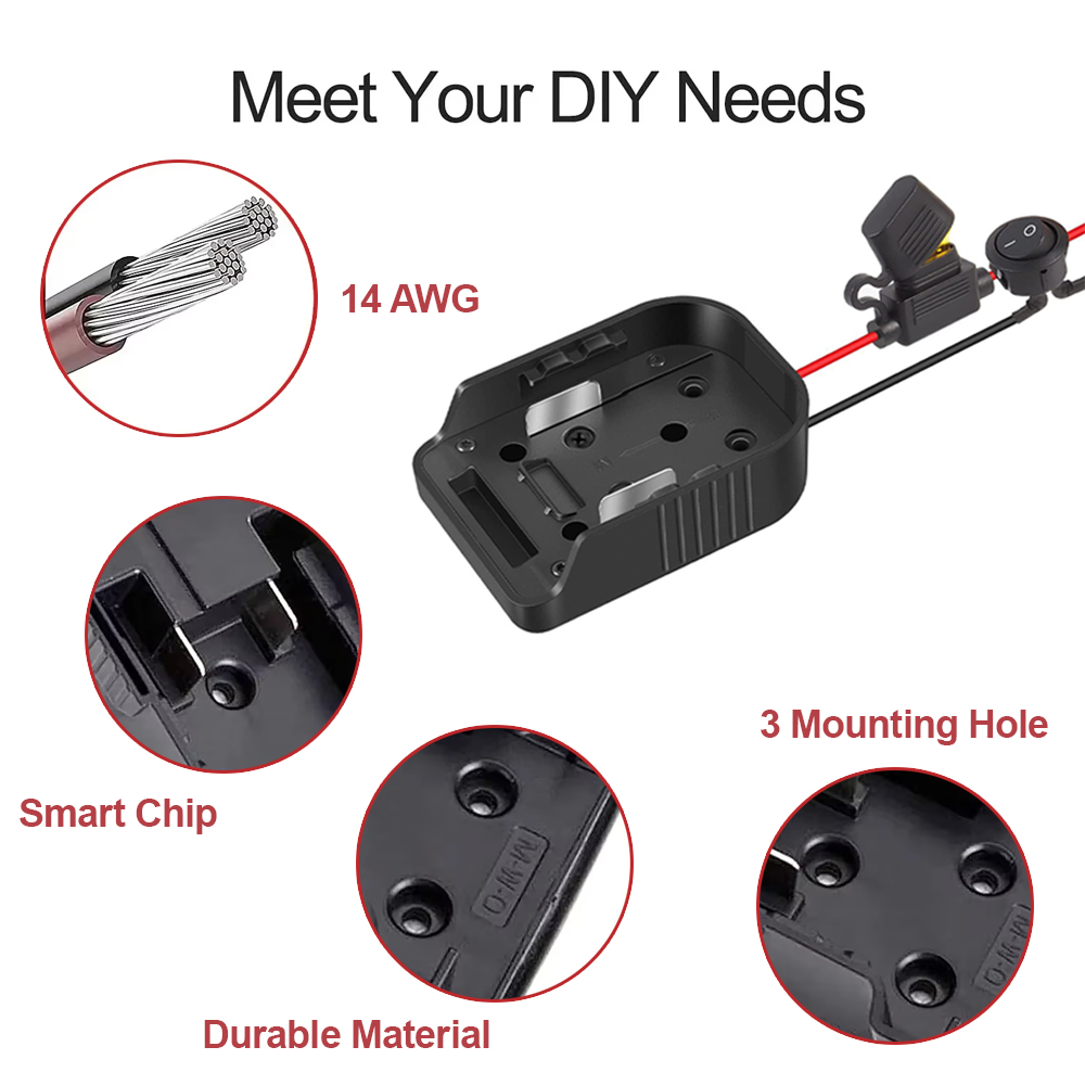 Battery Adapter for Milwaukee M18 XC18 18V Li-Ion Battery DIY Power Tool Battery Converter 12 Awg Wires Connector Conversion