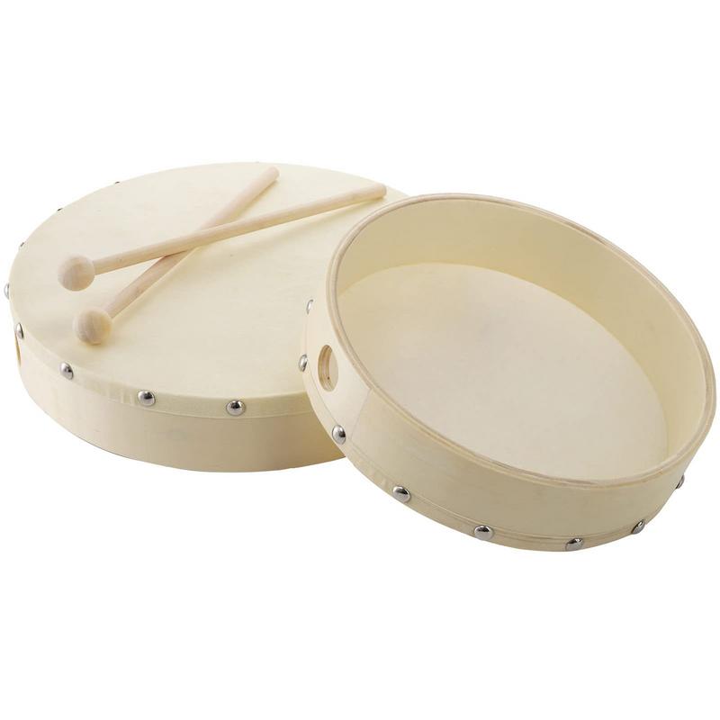 Tambores de marco de 10 pulgadas y 8 pulgadas, juego de tambor de mano de madera, instrumento Musical con palo de tambor, instrumento de percusión educativo para niños