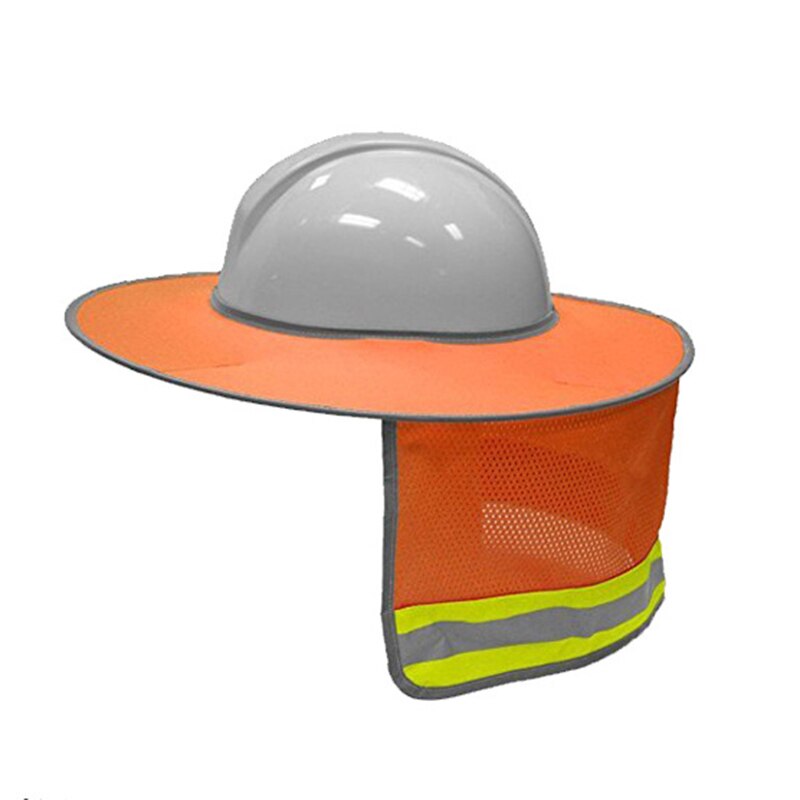 TOVINANNA Hard Hat Sun Shield – Full Brim Mesh Visor With High-Visibility Reflective Stripe – Breathable Polyester – For Construction, Outdoor Work